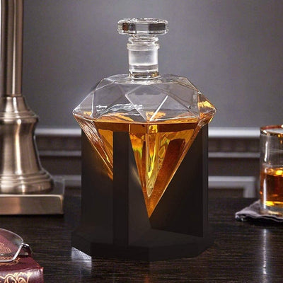 mikamax - Diamant Dekanter - Whiskey Dekanter Set - Diamantkaraffe - 850ml - inkl. Dekanterständer -