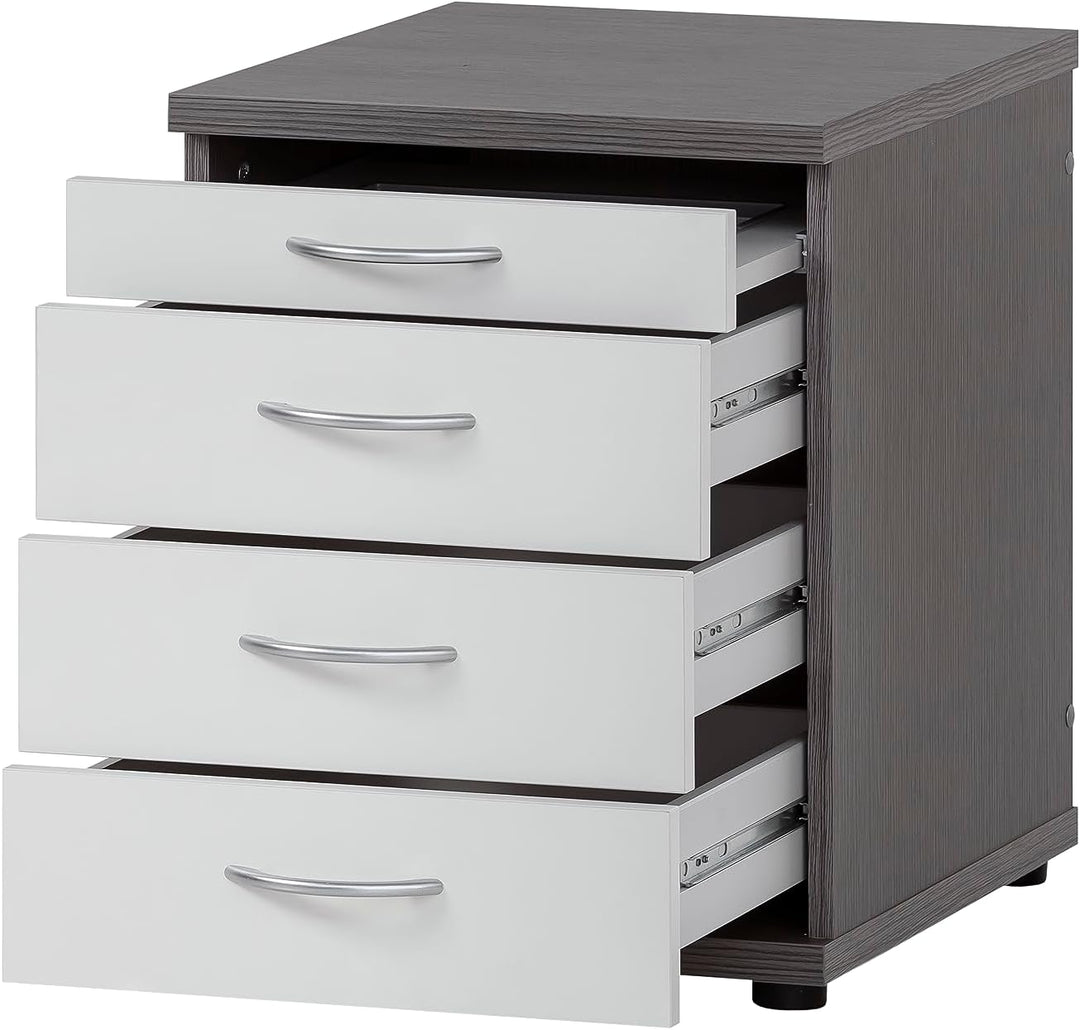 Möbelpartner Bürocontainer, Holzwerkstoff, esche grau Dekor/weiss matt, 41,6 x 50 x 53,4 cm Esche Gr