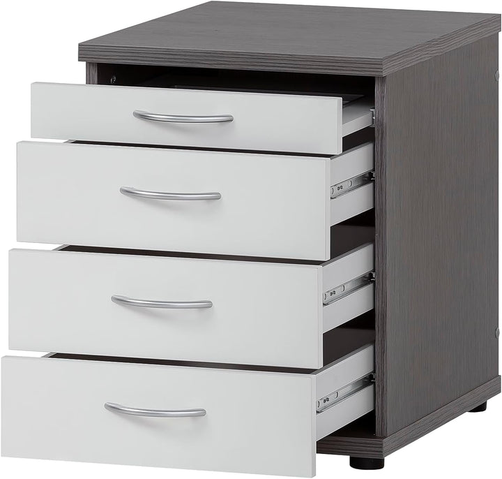 Möbelpartner Bürocontainer, Holzwerkstoff, esche grau Dekor/weiss matt, 41,6 x 50 x 53,4 cm Esche Gr
