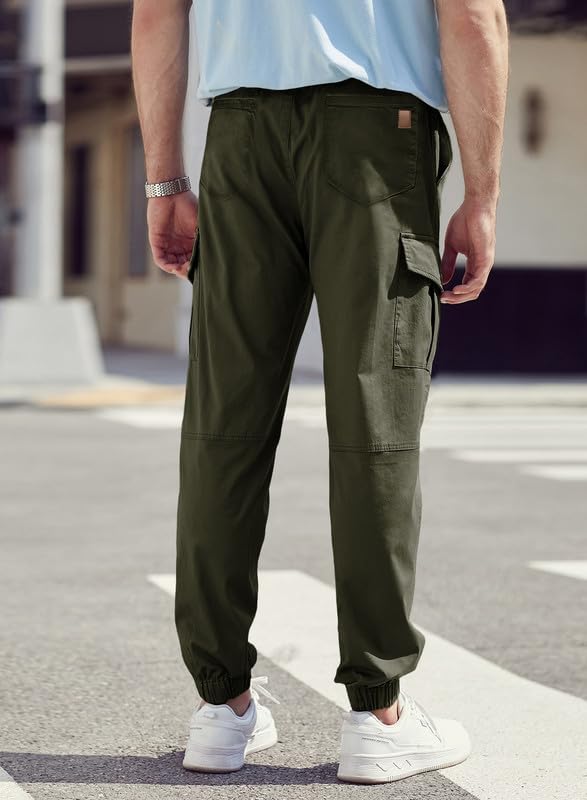Cargohose Herren Chino Hose mit 6 Taschen Cargo Hose Stretch Jogginghose für Männer mit Bundgummi El