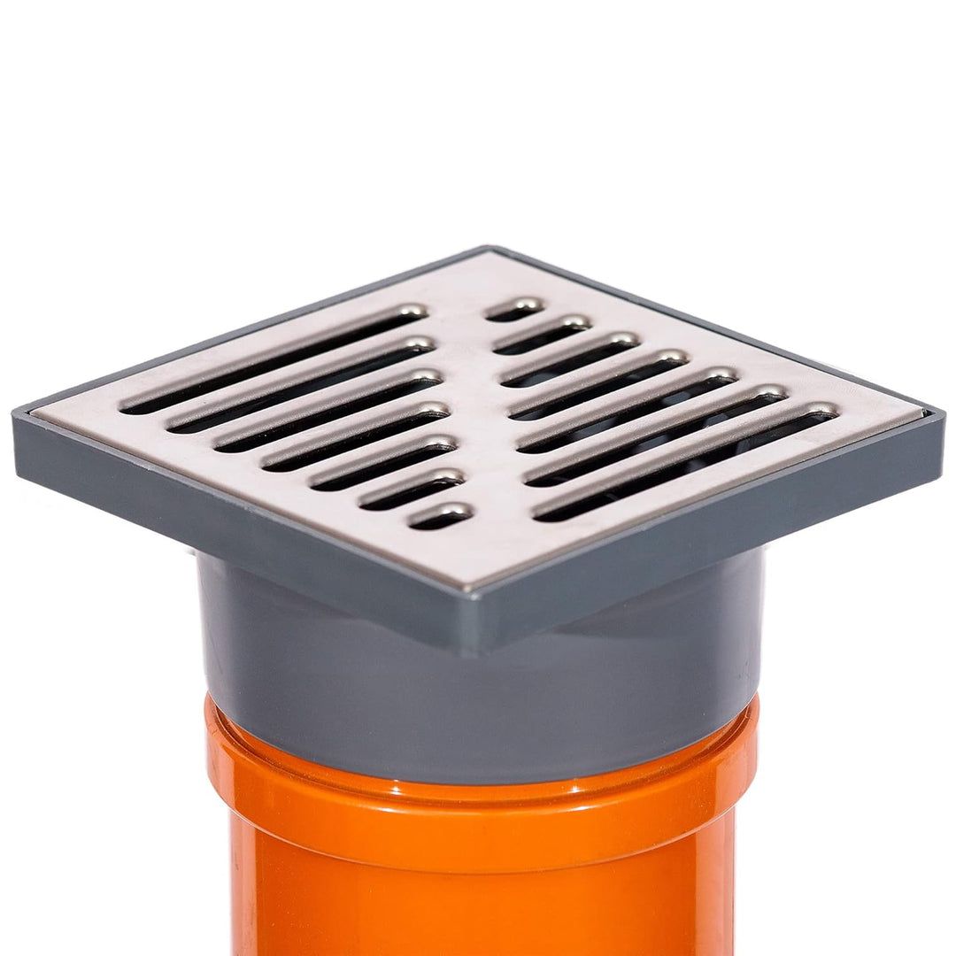 Sickerschacht Ø 110 mm Länge- 1m, Abflussgitter- 15 x 15 cm in 3 Farben schwarz, grau, inox Drainage