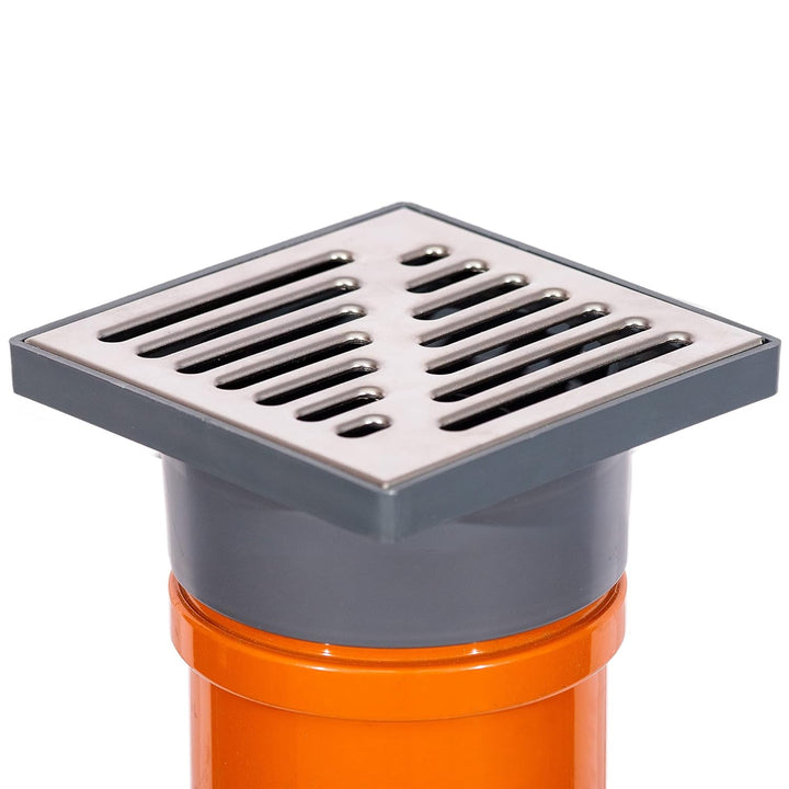 Sickerschacht Ø 110 mm Länge- 1m, Abflussgitter- 15 x 15 cm in 3 Farben schwarz, grau, inox Drainage