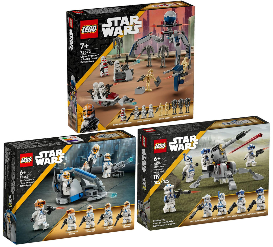 Lego Star Wars Set: 75372 Clone Trooper & Battle Droid Battle Pack, 75359 Clone Trooper der 332. Kom
