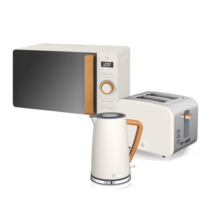 Swan Nordic Set Desayuno Wasserkocher 1,7 l 2200 W, Brot-Toaster mit Breitschlitz, 2 Scheiben, Mikro