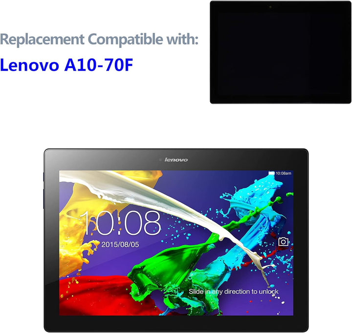 swark LCD Display Compatible with [Lenovo] Tab 2 A10-70F A10-70L 10.1 Inch (Schwarz mit Rahmen) Touc