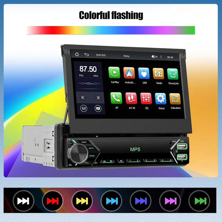 CAMECHO Autoradio 1 Din Wireless Carplay mit HD Rückfahrkamera, 7 Zoll Touchscreen Bluetooth Radio M