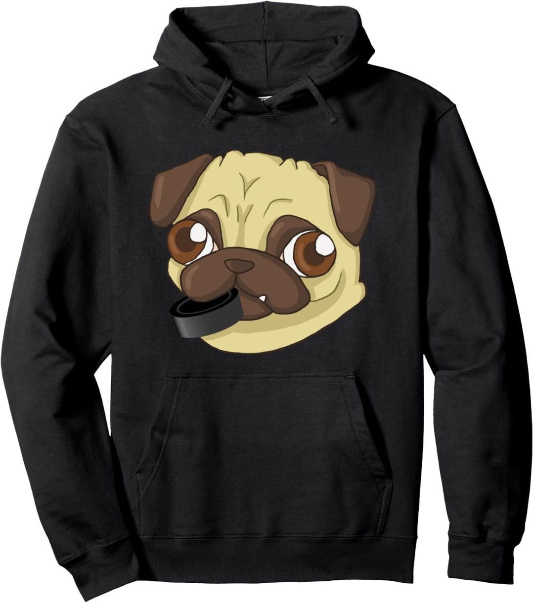 Lustiger Hockey-Puck Mops für Hunde Pullover Hoodie