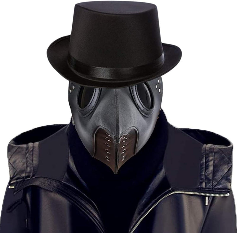 Schwarz Pest Arzt Maske, Pest Doktor Maske, Retro Leder Vogelmaske, Lange Nase Vogel Schnabel Steamp
