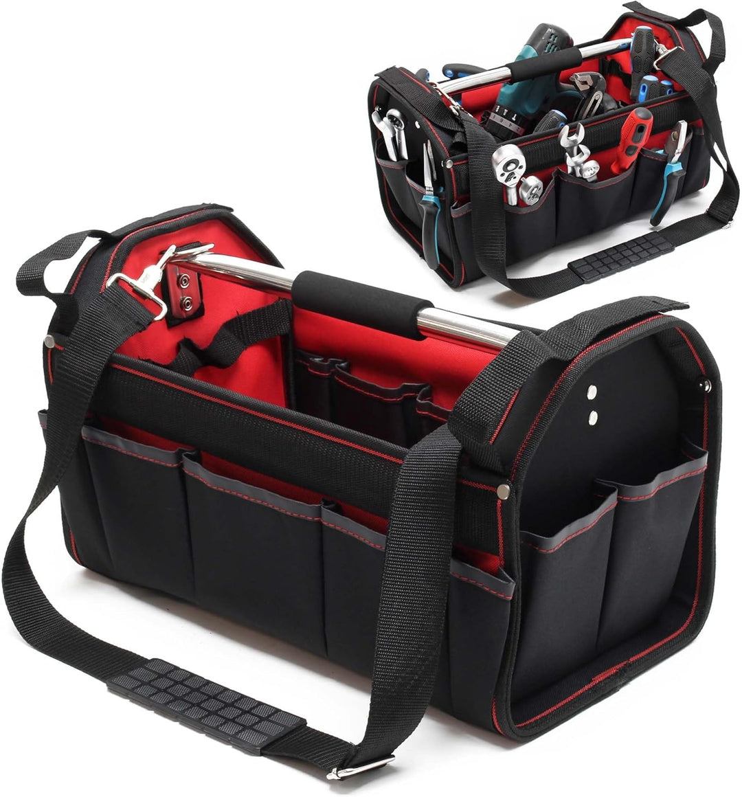 Wiltec Werkzeugtasche Grösse L 33x18,5x25 cm, Werkzeugbeutel mit verstellbarem Schultergurt und Trag