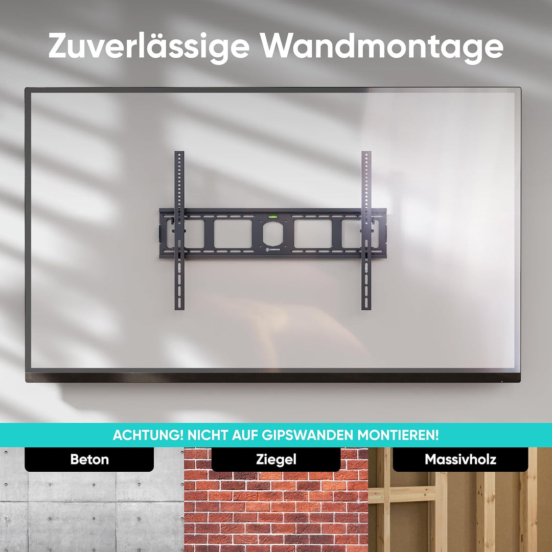 ONKRON TV Wandhalterung neigbar für 55-100 Zoll Fernseher bis zu 75 kg, TV Halterung flach Ultra Sli