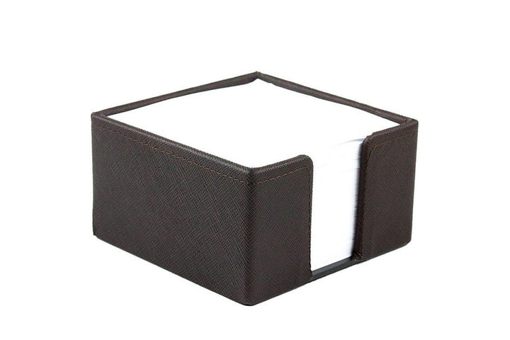 DELMON VARONE - Zettelkasten Saffiano Lederimitat braun, Zettelbox inkl. 500 Blatt Papier, Notizklot
