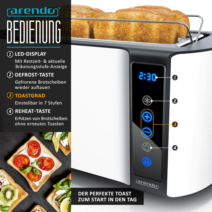 Arendo - Wasserkocher Toaster SET - Edelstahl - Wasserkocher mit Temrpatureinstellung - 45-100 Grad