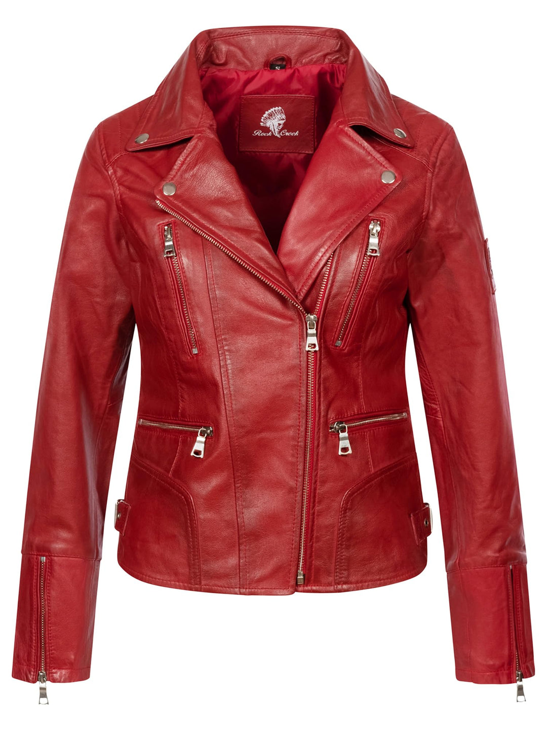 Rock Creek Damen Lederjacke echt Leder Jacke D-490 XS Feuerrot, XS Feuerrot