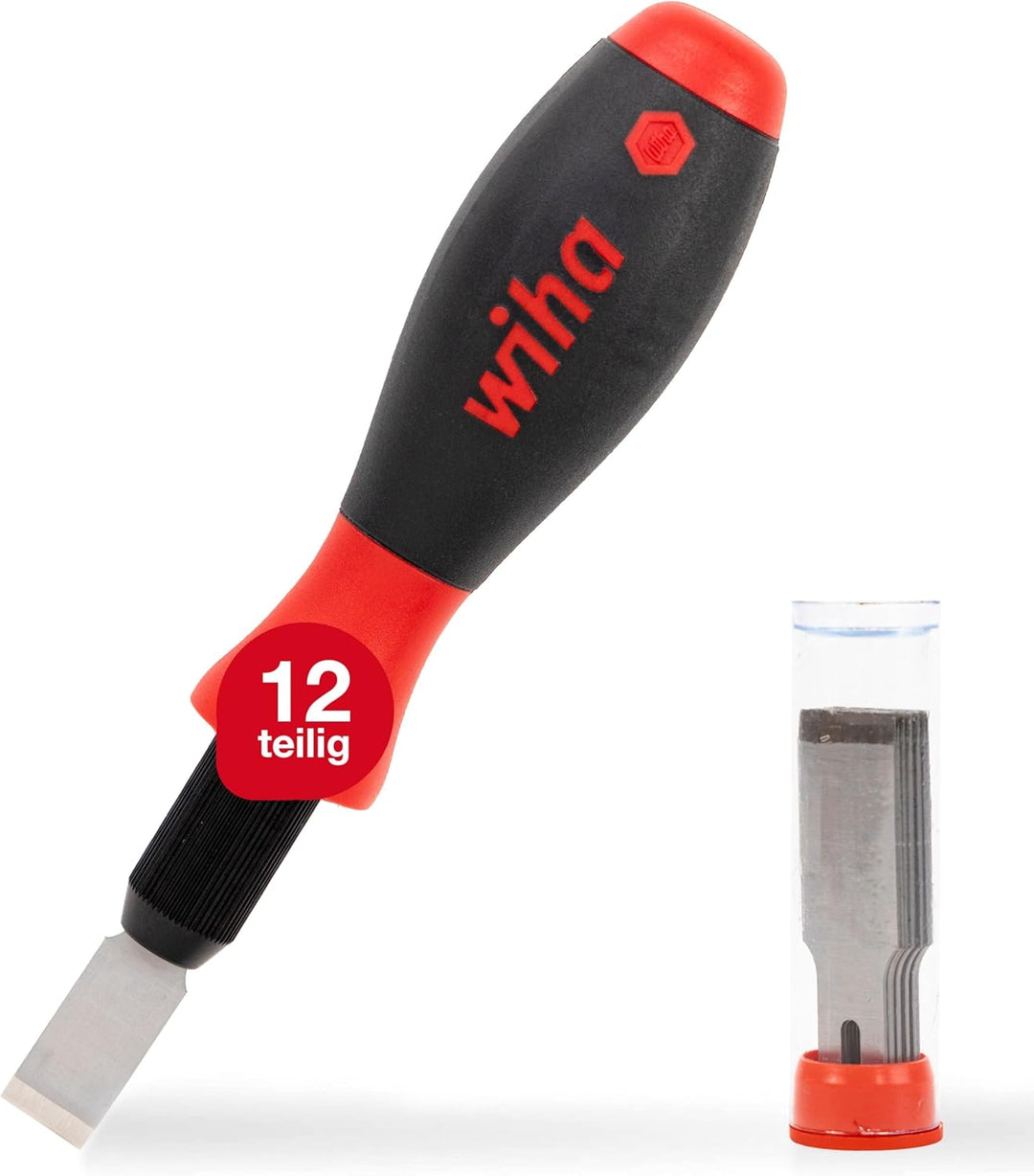 Wiha Universalschaber Set SoftFinish® 12 teilig I mit 10 Ersatzklingen, 13 mm breit I Entfernen von