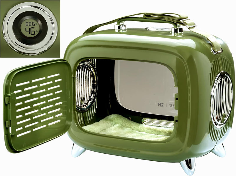 Transportbox für Hund, Katze & Kleintier | Retro TV-Box 45 x 41 x 28 cm | Reise & Transport mit Fens