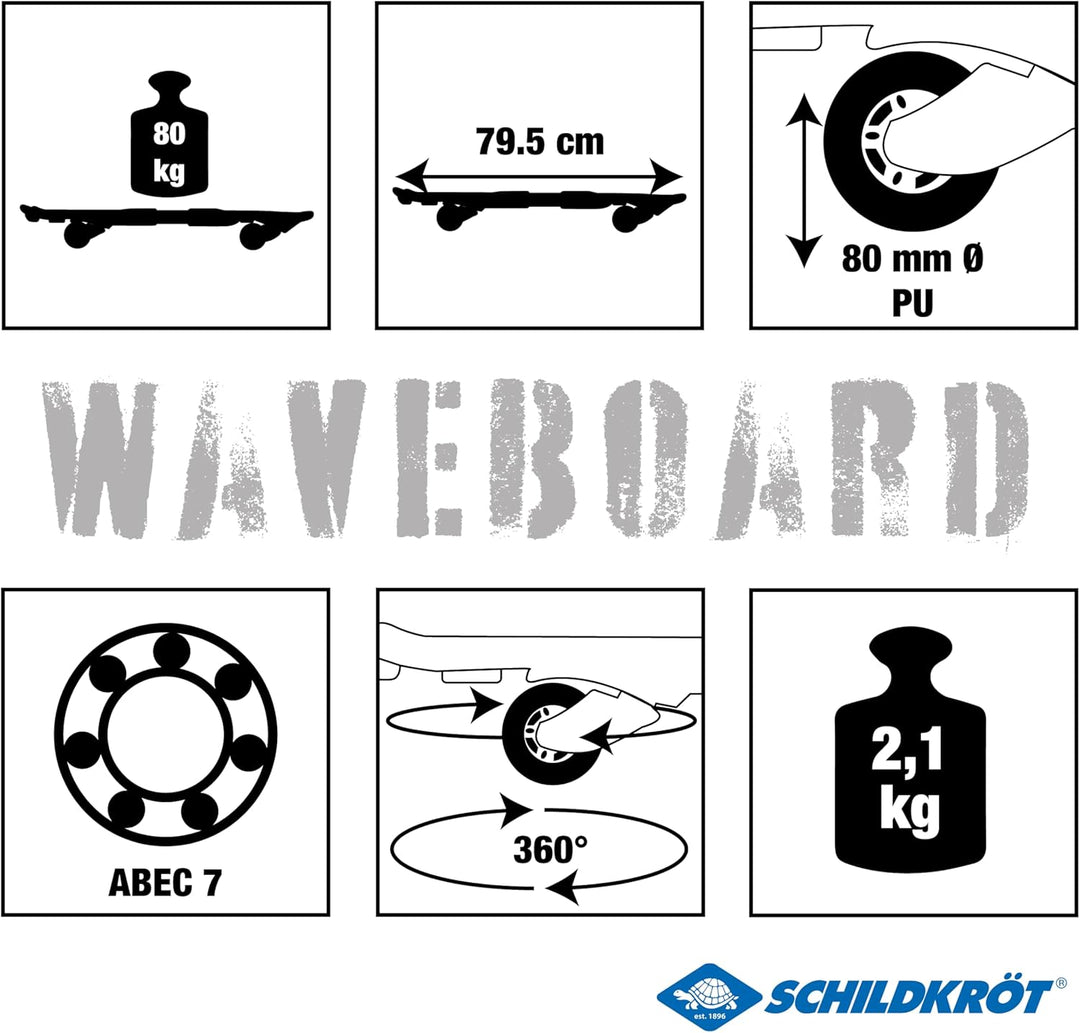 Schildkröt Waveboard Good Vibes, leichtes und wendiges Casterboard, grosses Deck mit Anti-Rutsch Nop
