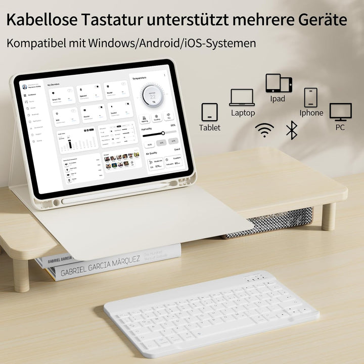 Tastatur Hülle für iPad Air 11 Zoll M4/M3/M2 &amp; iPad Air 5./4. Gen Creme Weiss, Creme Weiss