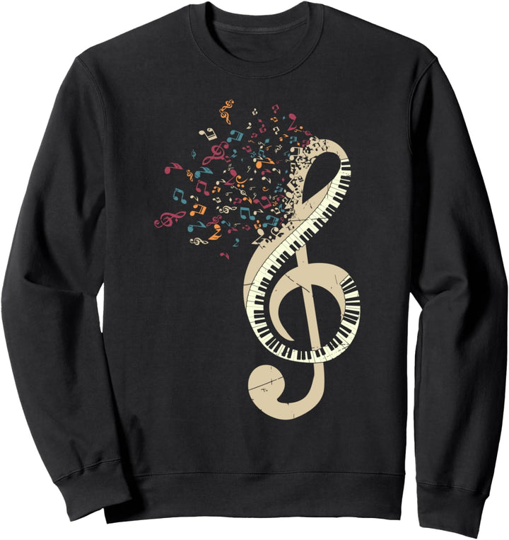 Klassische Musik Klaviatur Pianist Notenschlüssel Klavier Sweatshirt