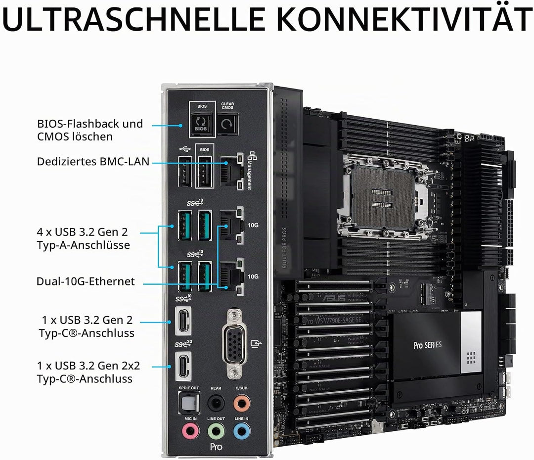 ASUS Pro WS W790E-SAGE SE Workstation Mainboard Sockel Intel LGA 4677 (EEB-Mainboard, PCIe 5.0, DDR5
