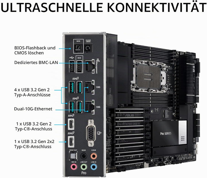 ASUS Pro WS W790E-SAGE SE Workstation Mainboard Sockel Intel LGA 4677 (EEB-Mainboard, PCIe 5.0, DDR5