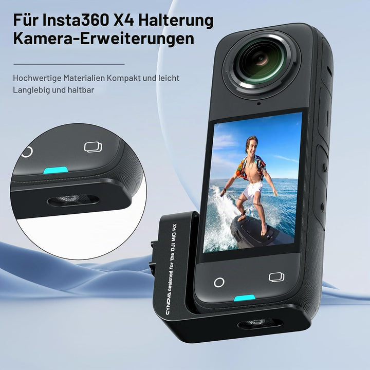 CYNOVA Cold Shoe für Insta360 X4 Zubehör,Wireless Mikrofon Halterung,Mikrofonhalterung Kompatibel Mi