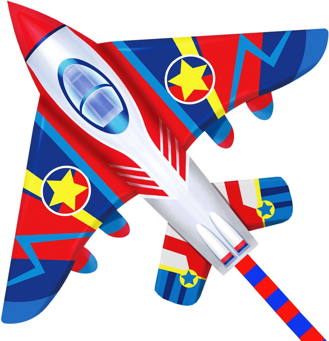 HONBO Kinder Drachen, Fighter Plane Drachen für Kinder und Erwachsene 58”breit mit langem Schwanz, i
