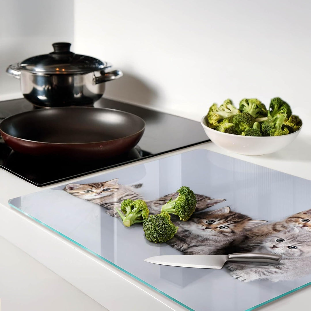 Schneidebretter Glas 60x52 cm Hitzebeständig Gehärtetes Glas Rutschfest Silikonfüsse Plastikfrei Leb