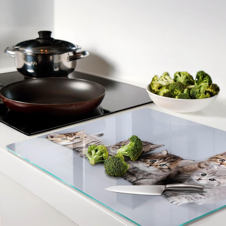 Schneidebretter Glas 60x52 cm Hitzebeständig Gehärtetes Glas Rutschfest Silikonfüsse Plastikfrei Leb