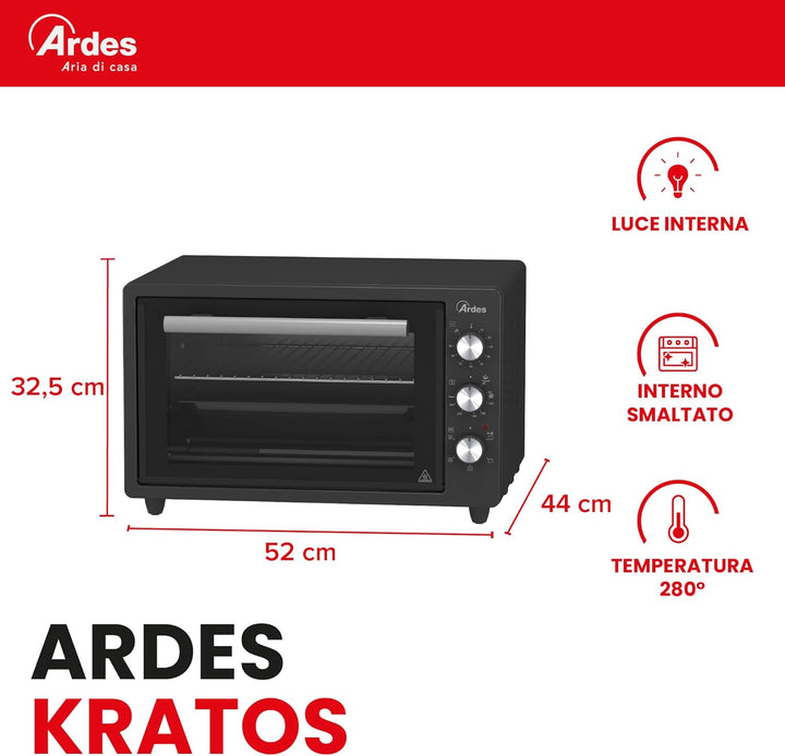 ARDES - AROVEN371 37 Liter Elektrobackofen mit Umluft für professionelles Kochen - Kompakt, smart un