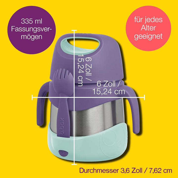 b.box Isolierte Lebensmitteldose mit doppelwandigem Edelstahl und Löffel, Kinder-Lunchbox für heisse
