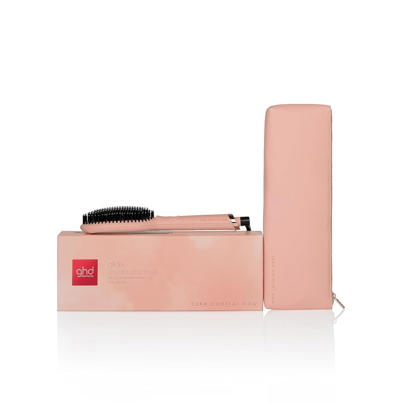 ghd glide Pink Peach Hot Brush, Glättbürste mit Keramikheiztechnologie und Ionisator