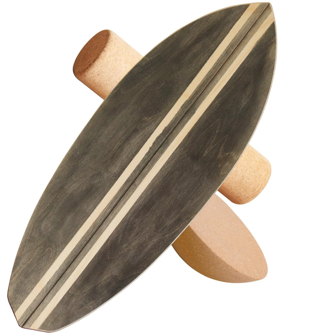 Holz Balance Board mit Rolle & Halbkugel - Balancierbrett für Gleichgewichtstraining - Erwachsene -