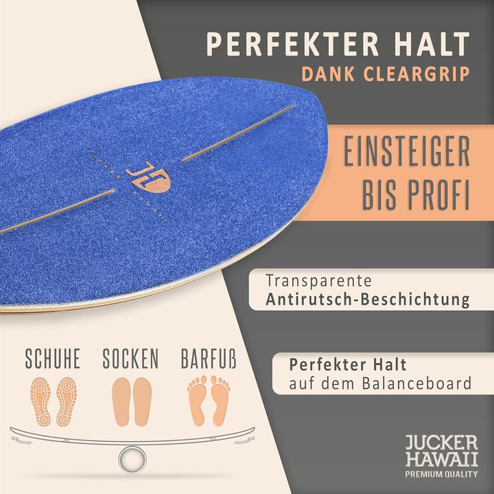 JUCKER HAWAII Balance Board Ocean Rocker | Surf Balance Board mit Rocker Shape (100% Echtholz) und e