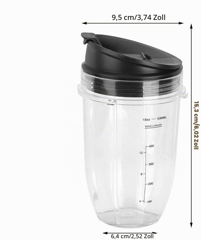 18oz, 24oz, 32oz Ersatzteile, Ersatzbecher + Deckelteilset für 900W 1000W Mixer MEHRWEG VERPACKUNG(3