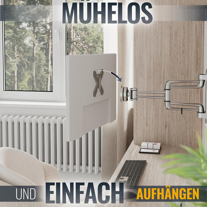 RICOO TÜV geprüfte PC Monitor Wandhalterung Schwenkbar Neigbar Universal für Bildschirm 13-19-24-27-