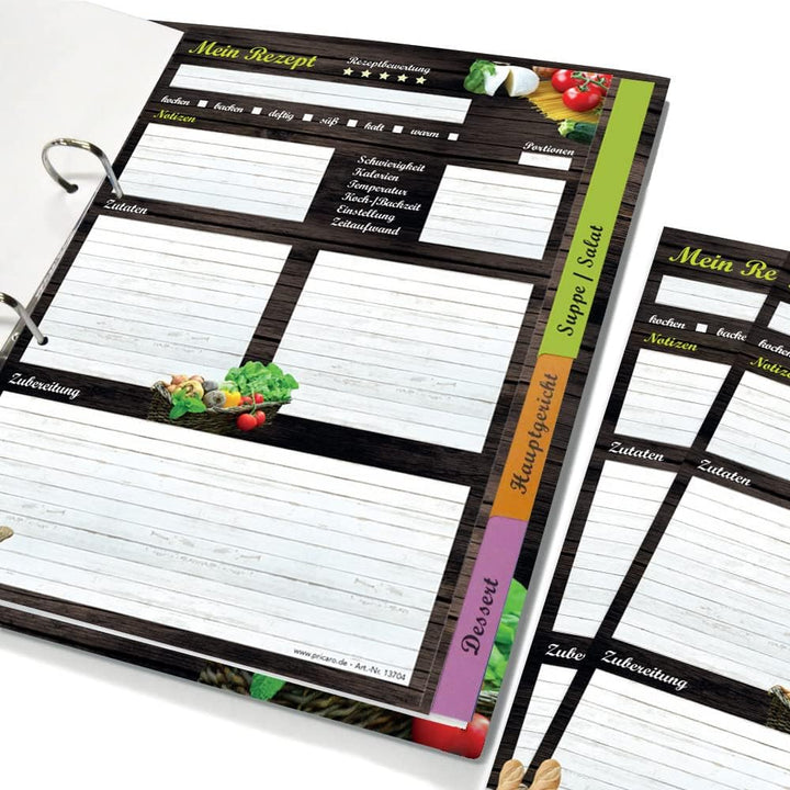 PRICARO Rezeptordner Komplett-Set "Mediterran", A4, 8 teilig