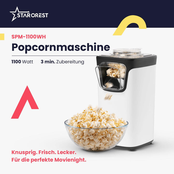 STARCREST Popcorn-Maker Popcornmaschine für Zuhause, Heimkino Popcornautomat, mini Popcorn Maschine
