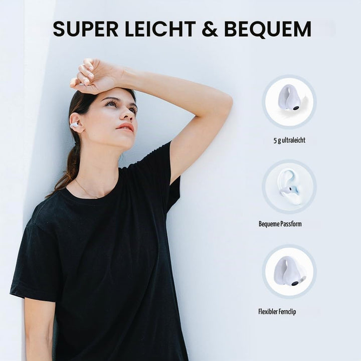 SLuB Knochenschall Kopfhörer, Open Ear Kopfhörer Bluetooth, Ohrclip-Sportkopfhörer, Bluetooth 5.4, H
