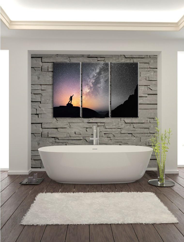 Pixxprint Sternenfänger Milchstrasse B&W Detail 3-Teiler Leinwandbild 120x80 Bild auf Leinwand