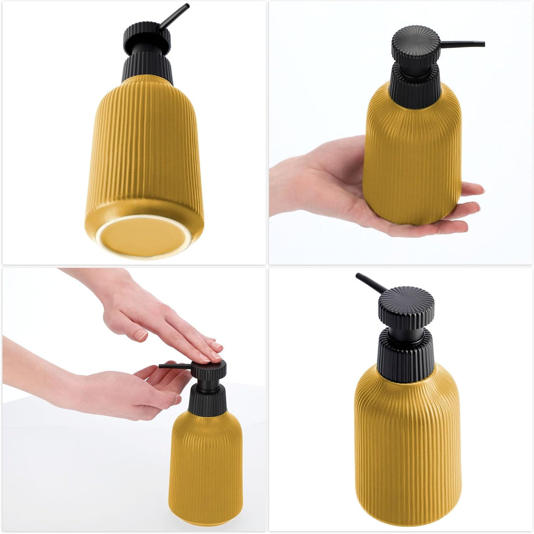 KADAX Badezimmer Zubehör Set, Modernes Badzubehör, Badaccessoires aus Keramik, Bad Accessoires (Gelb
