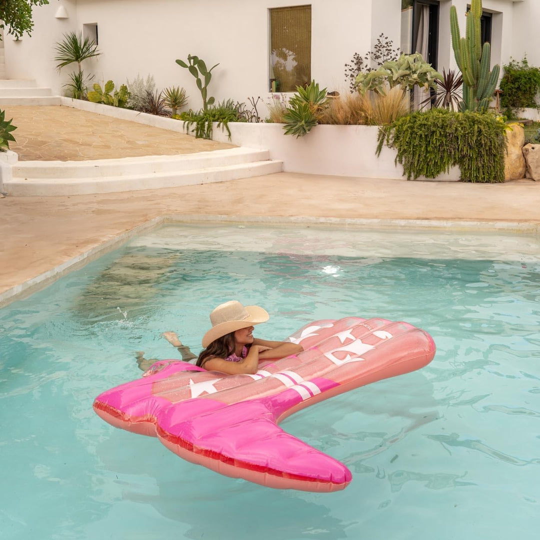 Flamingueo Luftmatratze Pool, Cowboy-Design, Extra Grösse, Doppelventil, PVC-Beständig, 151 x 182 x