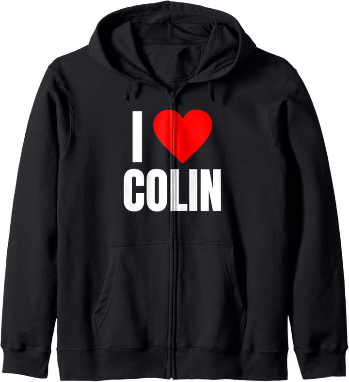 I Love Colin Name Personalisierte Herren BFF Herz Freund Jungen Kapuzenjacke