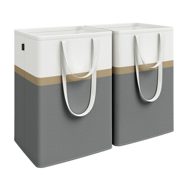 SONGMICS Wäschekorb 2er Set, 110 L Wäschesammler faltbar, mit kurzen und langen Griffen, leicht zu t