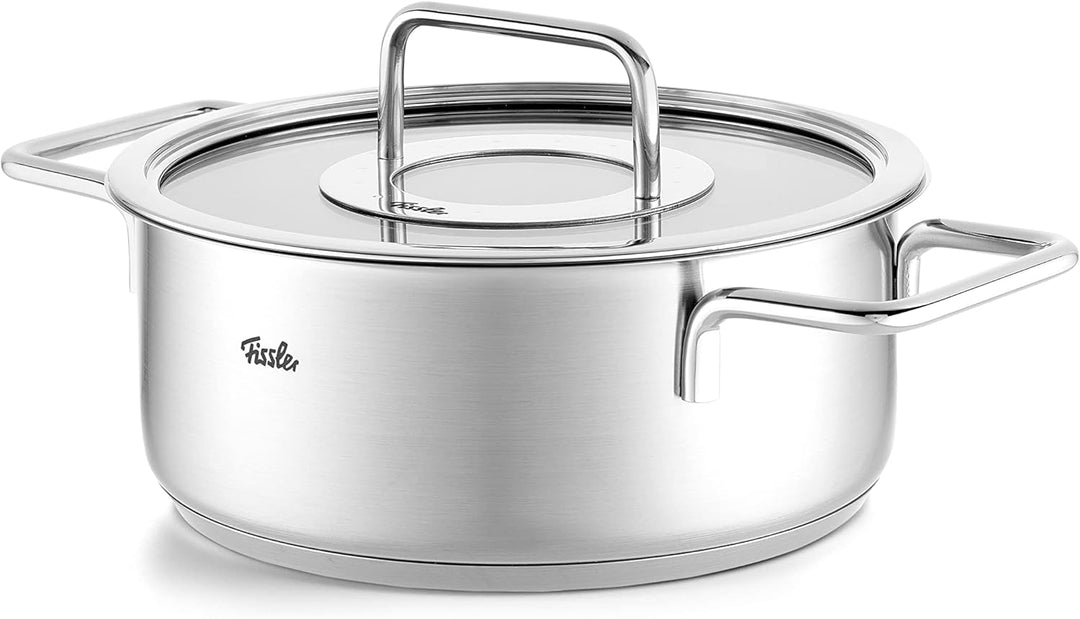 Fissler Pure Collection / Edelstahl-Bratentopf (Ø 24 cm, 3,9L) Töpfe inkl. Glas-Deckel, Innen-Skalie