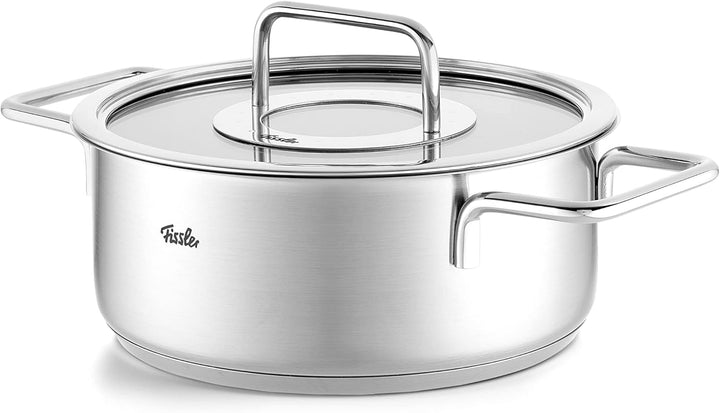 Fissler Pure Collection / Edelstahl-Bratentopf (Ø 24 cm, 3,9L) Töpfe inkl. Glas-Deckel, Innen-Skalie