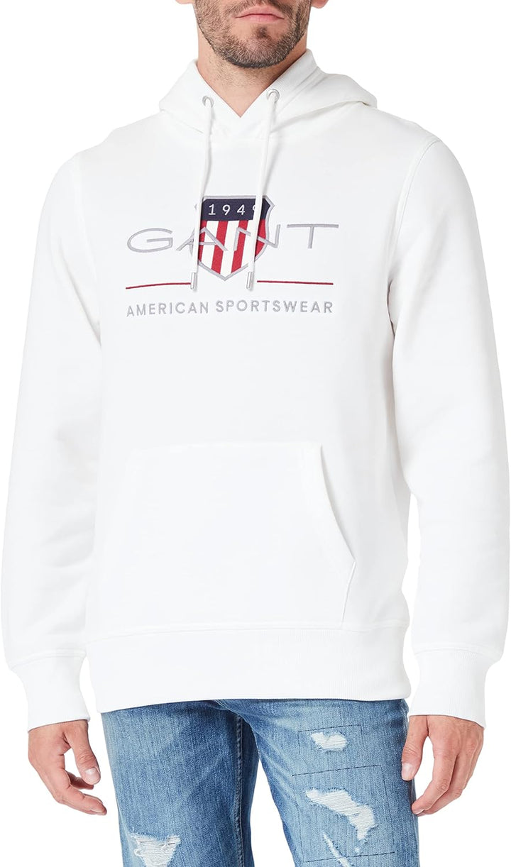 GANT Herren Reg Archive Shield Hoodie Kapuzenpullover XS Eggshell, XS Eggshell