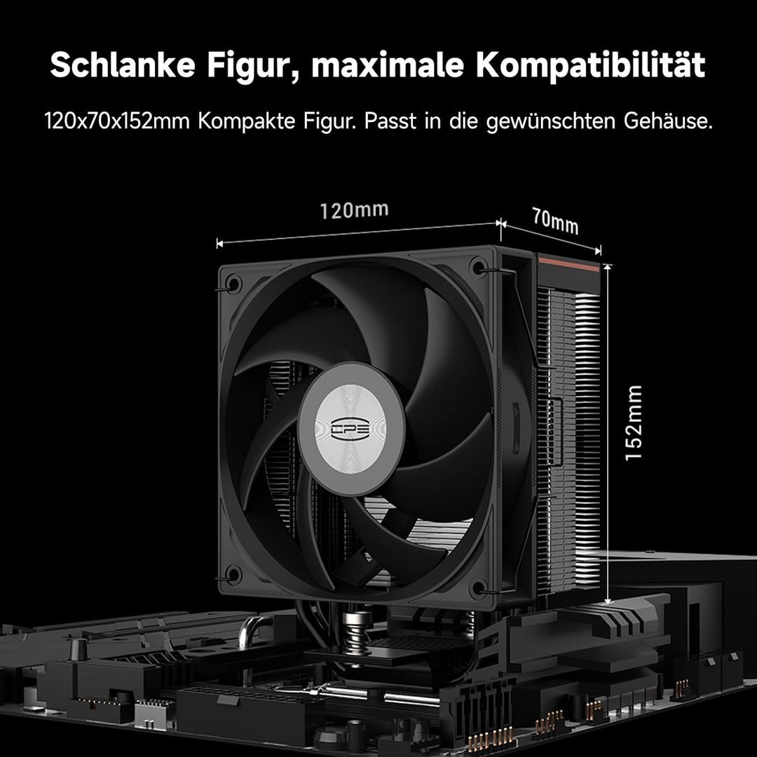 PCCOOLER CPU-Luftkühler, 5×6 mm Heatpipes, 120 mm ARGB-Lüfter, Hydrauliklager, hoher Luftstrom 73,3