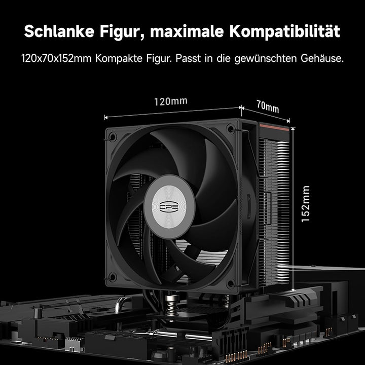 PCCOOLER CPU-Luftkühler, 5×6 mm Heatpipes, 120 mm ARGB-Lüfter, Hydrauliklager, hoher Luftstrom 73,3