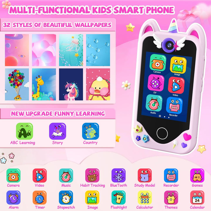 Kinder Handy Smartphone Mädchen Geschenke - Weihnachten Geburtstag Geschenke ab 3 4 5 6 Jahre Mädche