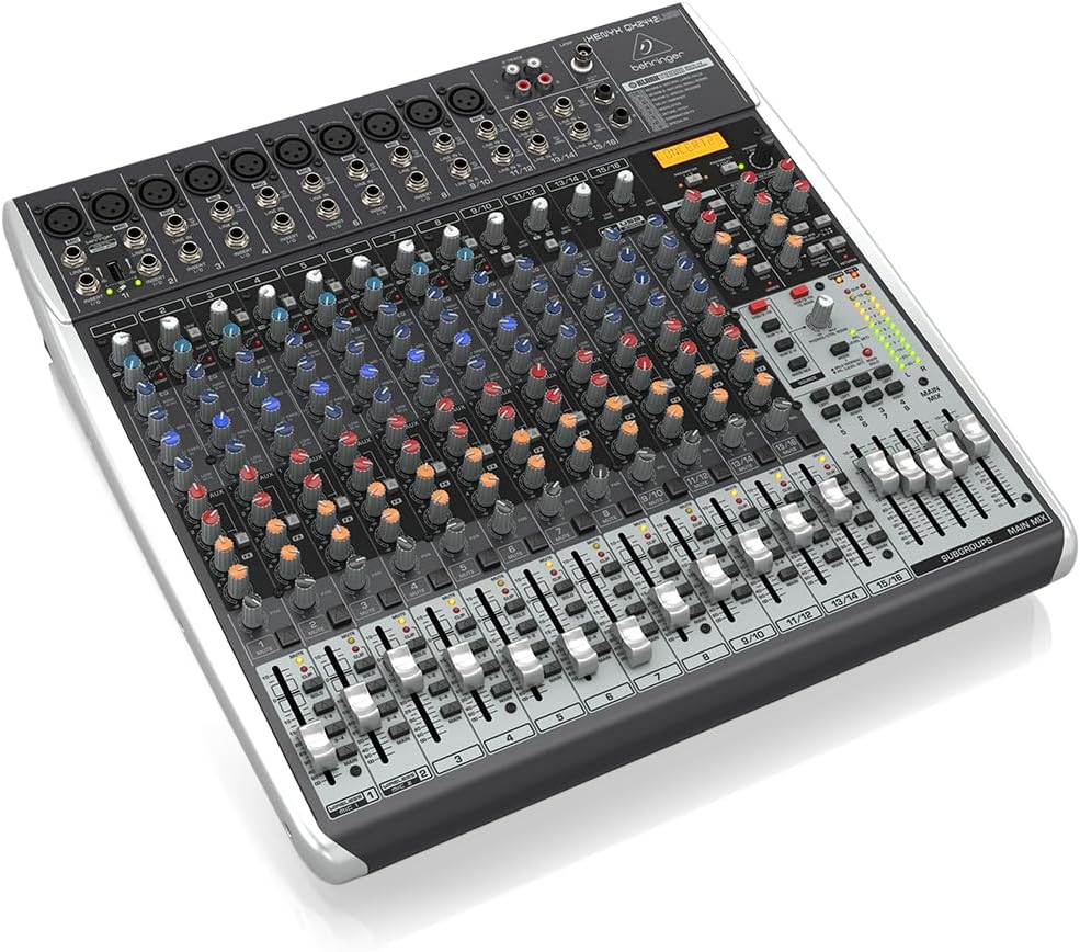 Behringer XENYX QX2442USB Premium 4/2-Bus-Mixer mit 24 Eingängen, XENYX-Mikrofonvorverstärkern und -